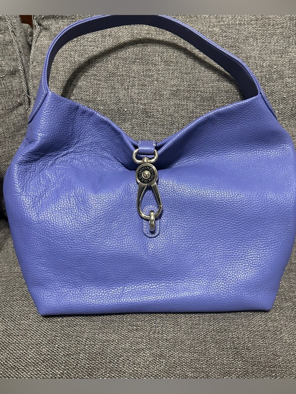 Dooney & Bourke Purple Leather Hobo Shoulder Bag with Silver Hardware